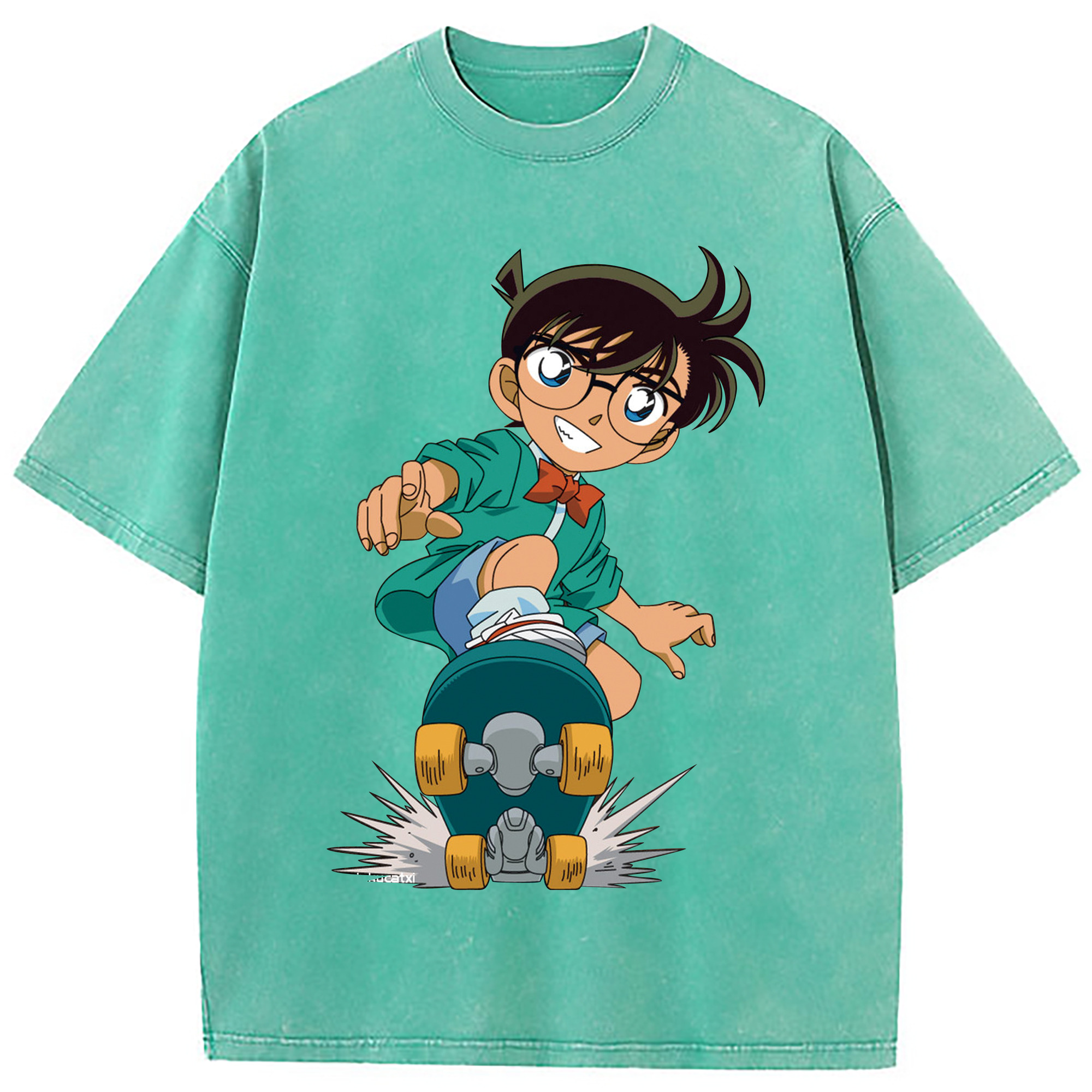 （画像用） 名探偵コナン 江戸川 コナン Detective Conan Conan Edogawa 綿100% ヴィンテージ風 半袖Tシャツ（フロントプリント）